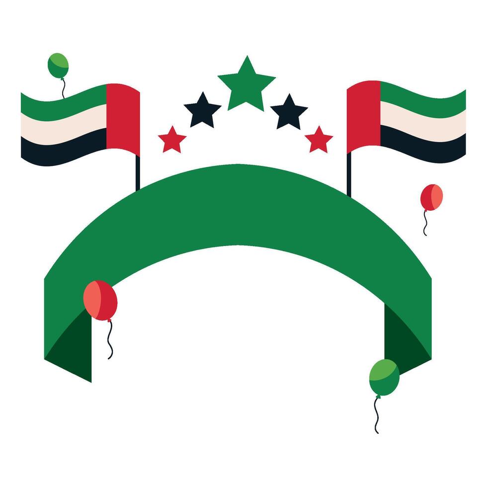 Uae flag with balloons and stars vector
