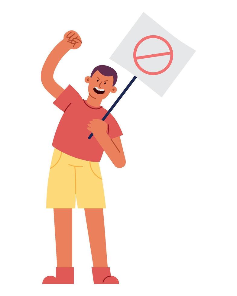 A man holding a sign with a no sign vector