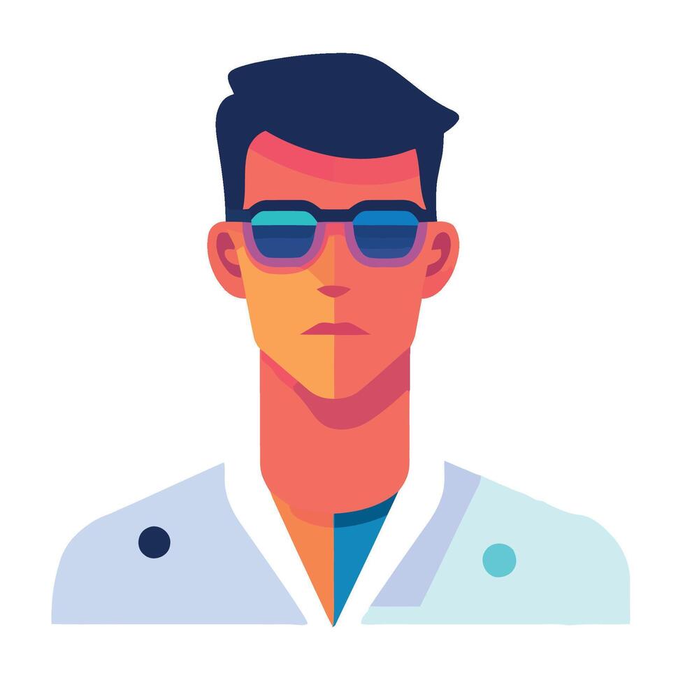 A man in a lab coat and sunglasses vector