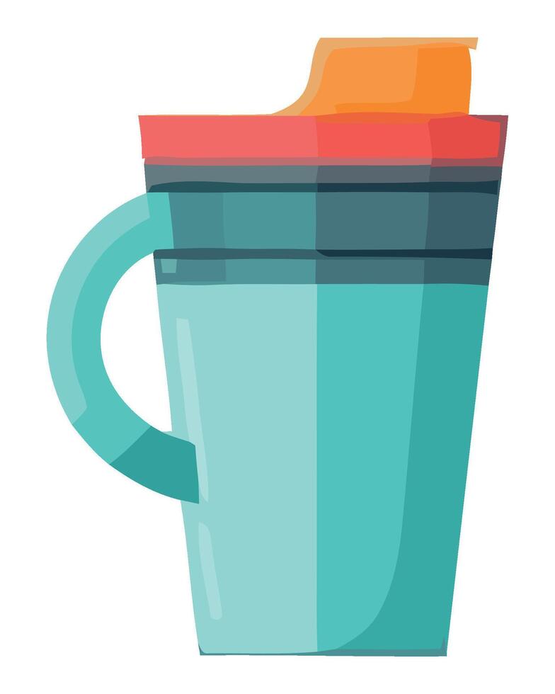 A cup with a lid and a spoon inside vector