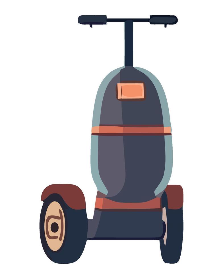 A small electric scooter with a large bag on the back vector