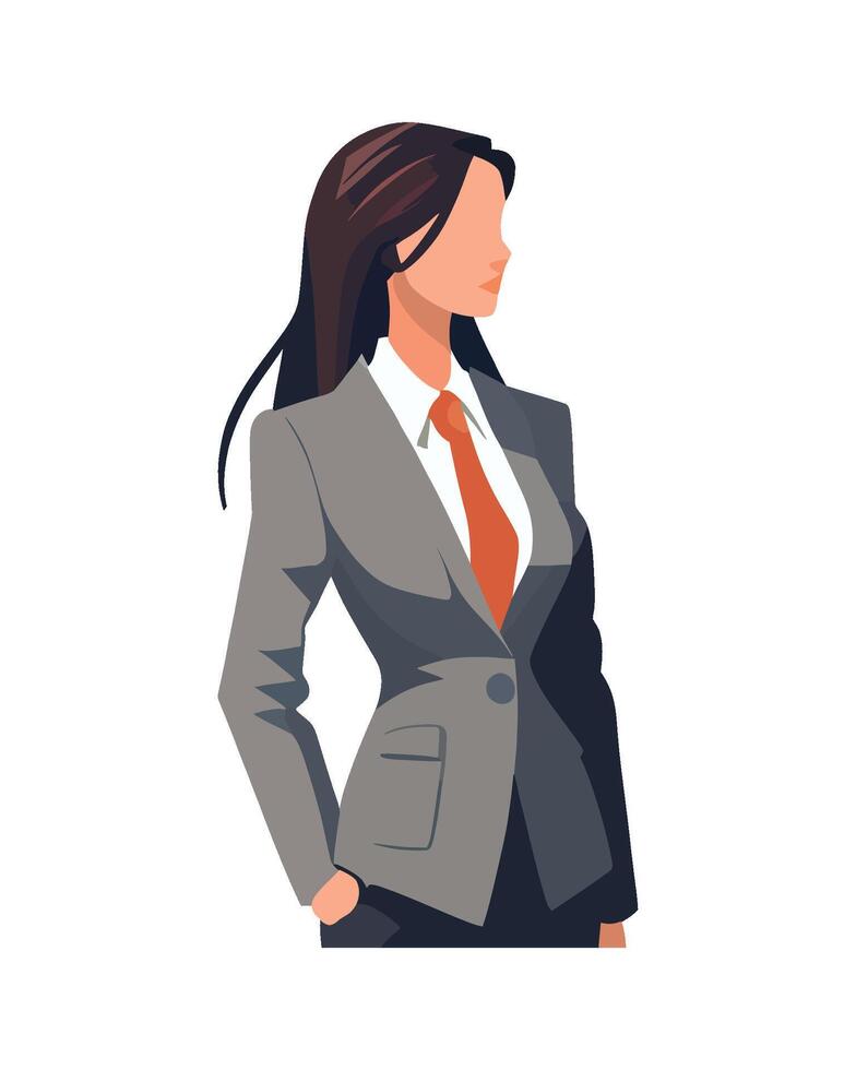 Business woman in suit and tie illustration vector