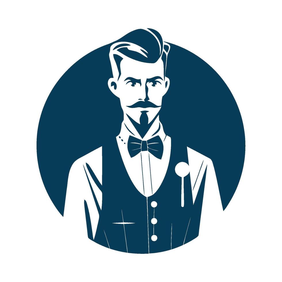 A man with a mustache and a bow tie vector