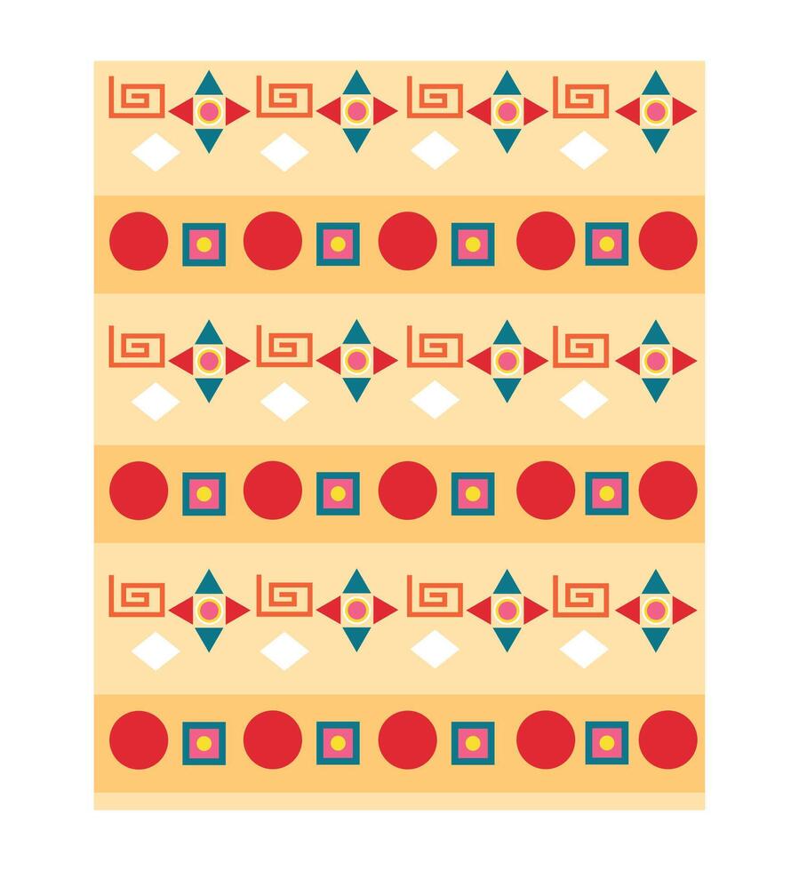 A pattern with geometric shapes and red and blue colors vector