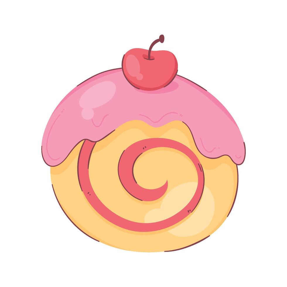 A cartoon pastry with a cherry on top vector