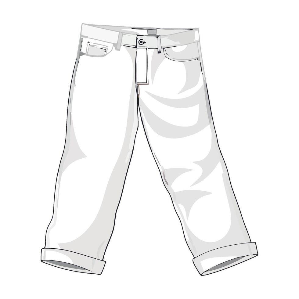 White jeans on a white background vector
