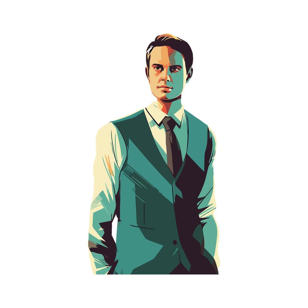 A man in a green vest and tie vector