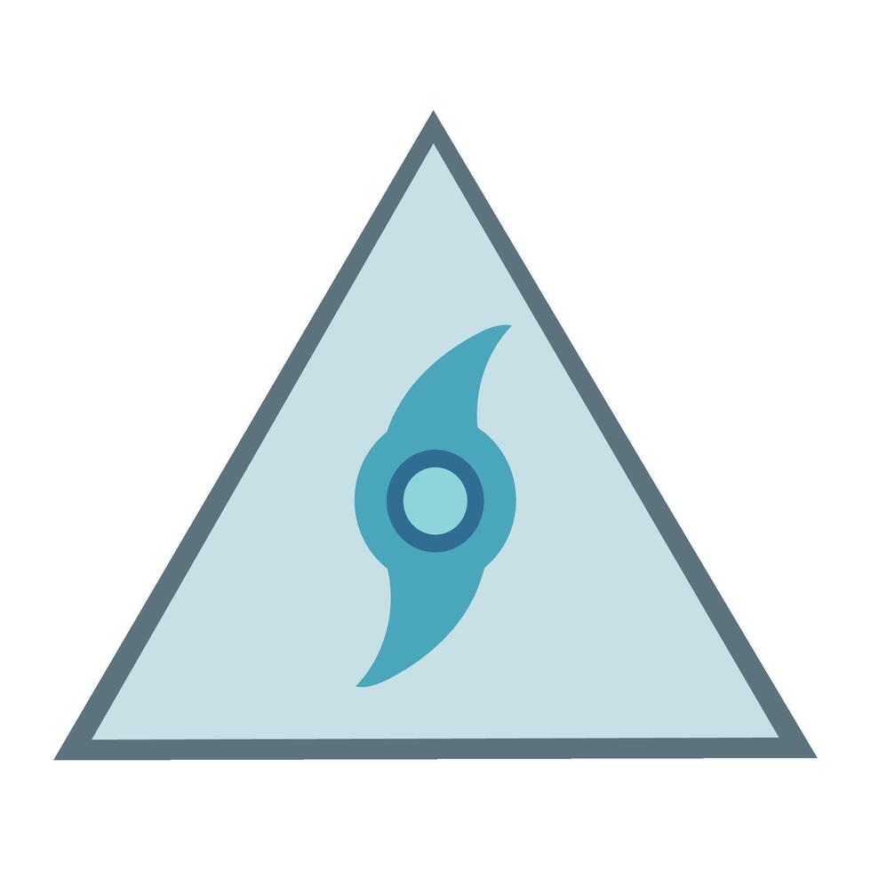 A blue triangle with a blue and white symbol on it vector