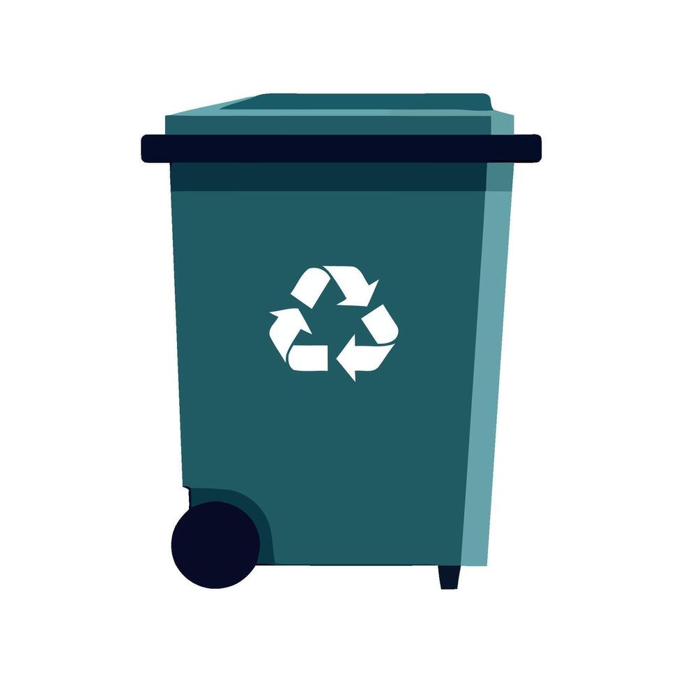 A green trash can with a recycling symbol on it vector