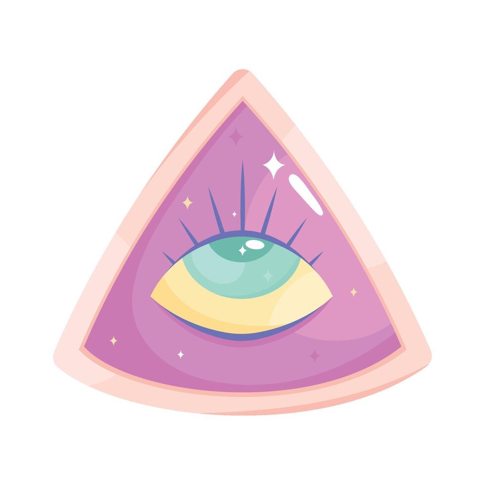 An eye in a triangle with a purple background vector