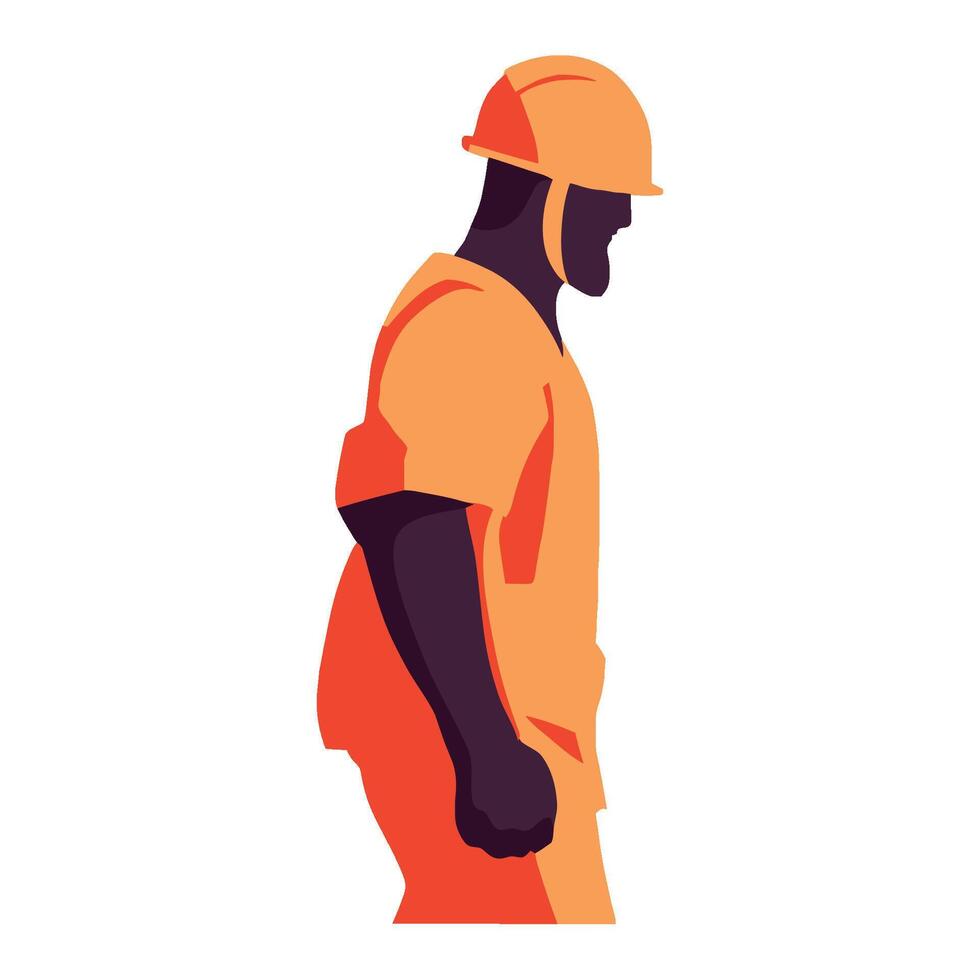 An illustration of a man in an orange construction outfit vector