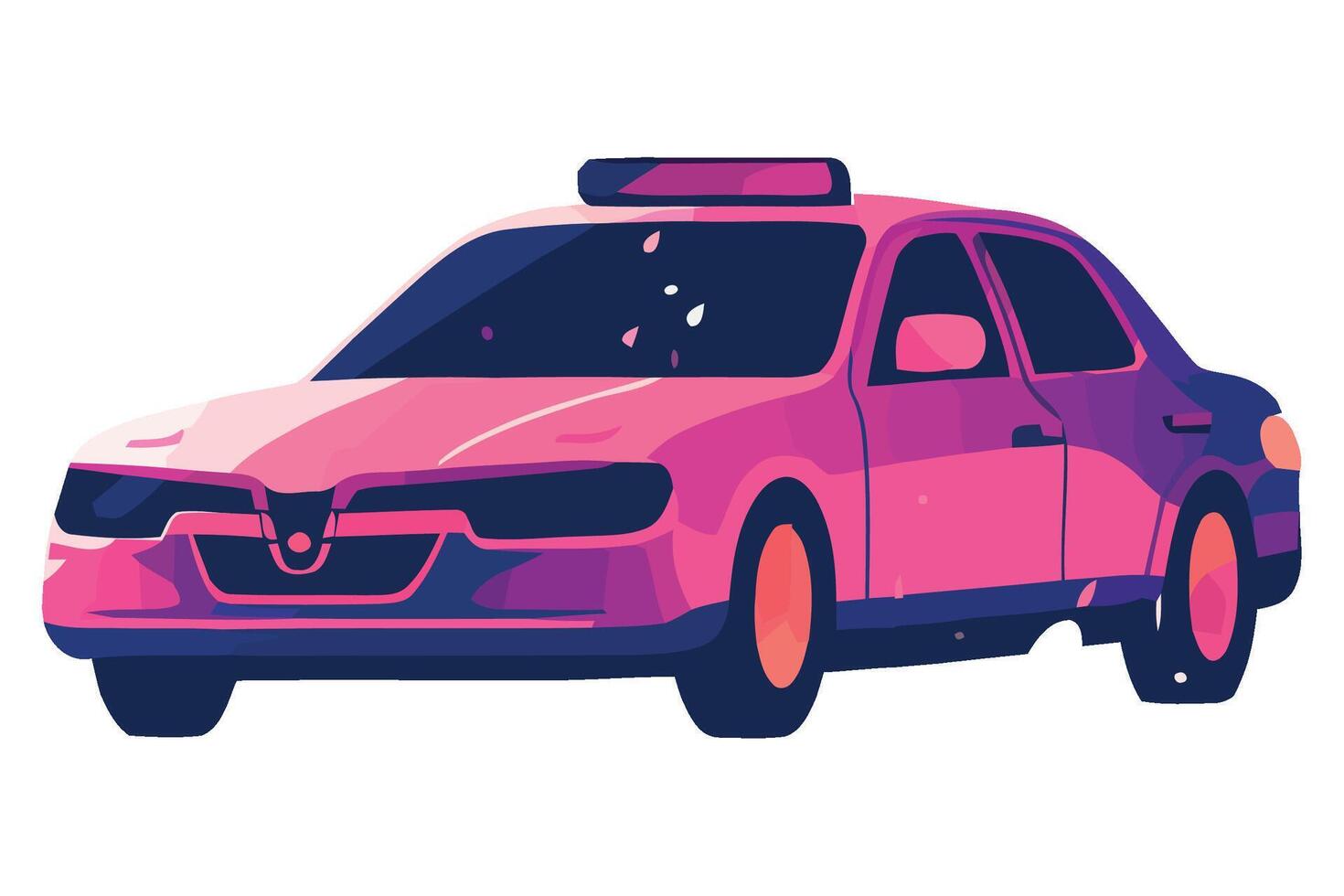 A pink taxi car on a white background vector