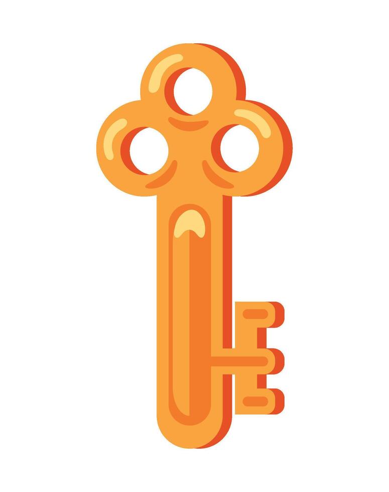 An orange key with a keyhole on it vector