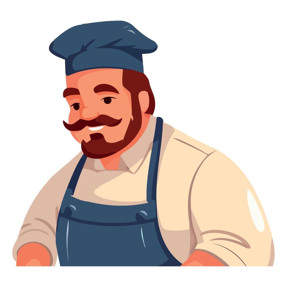 Chef in apron and hat with a knife vector
