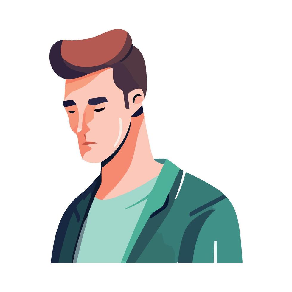 A man with a green jacket and brown hair vector