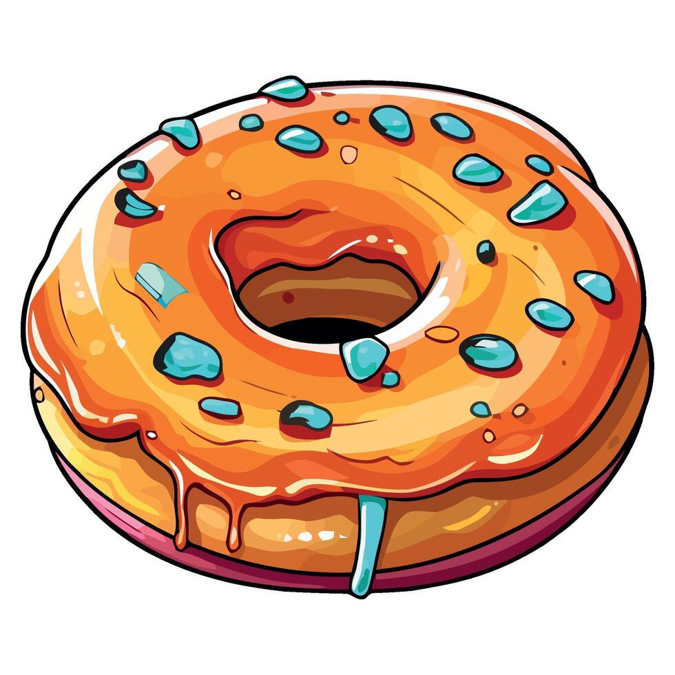 A donut with a glaze and blue sprinkles vector