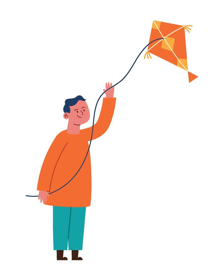 A man is holding a kite in his hand vector