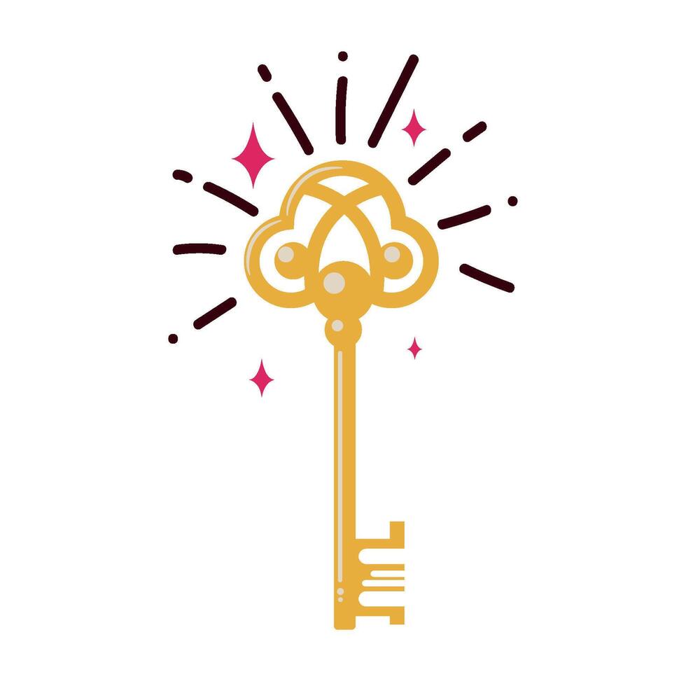 A golden key with a star on top vector