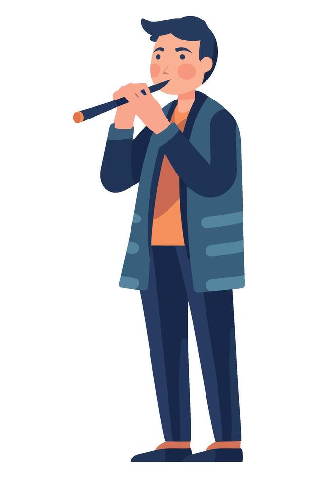 Man playing flute illustration vector
