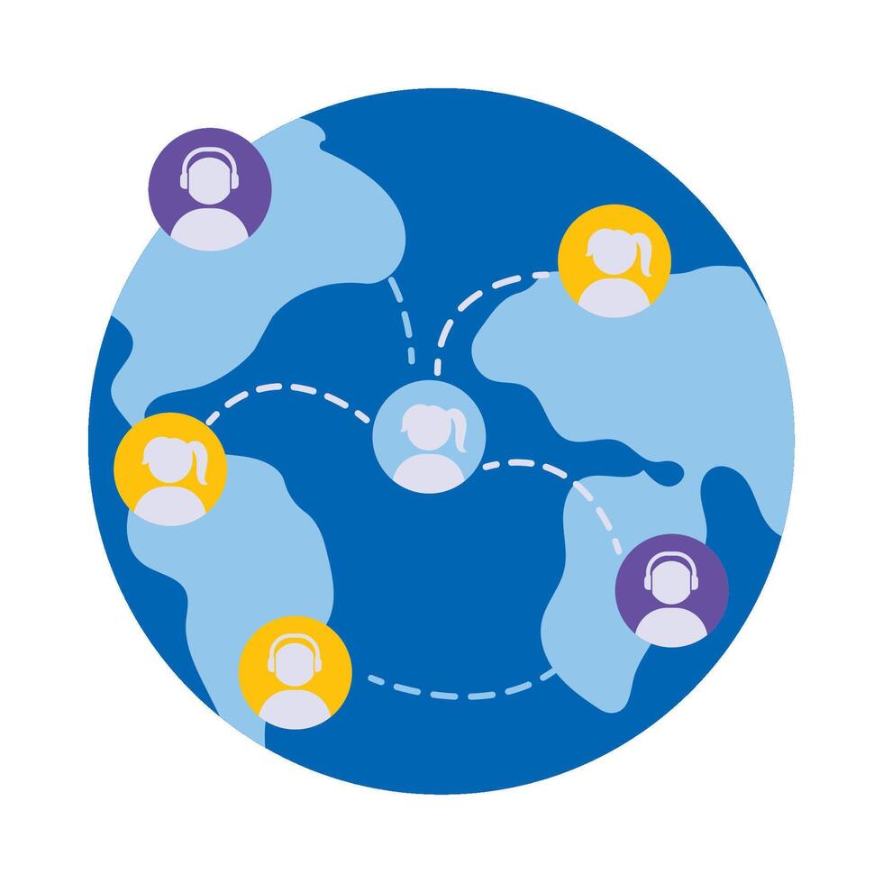 A globe with people connected to each other vector