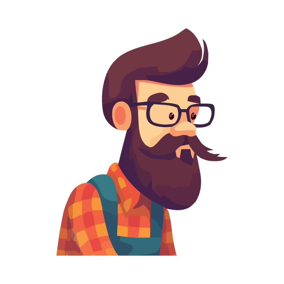 A cartoon man with a beard and glasses vector