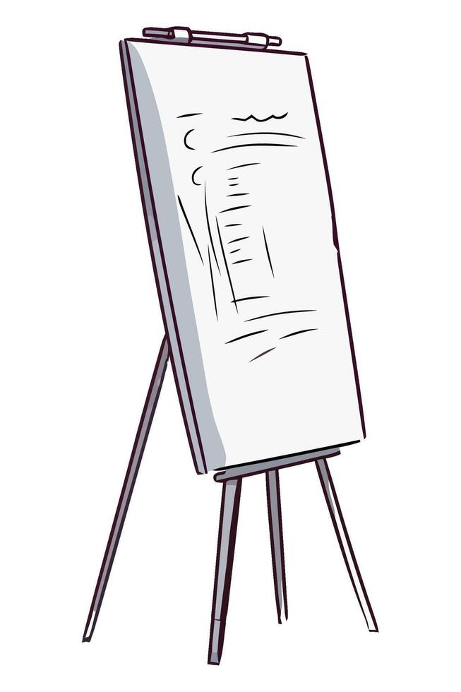 A white easel with a paper on it vector