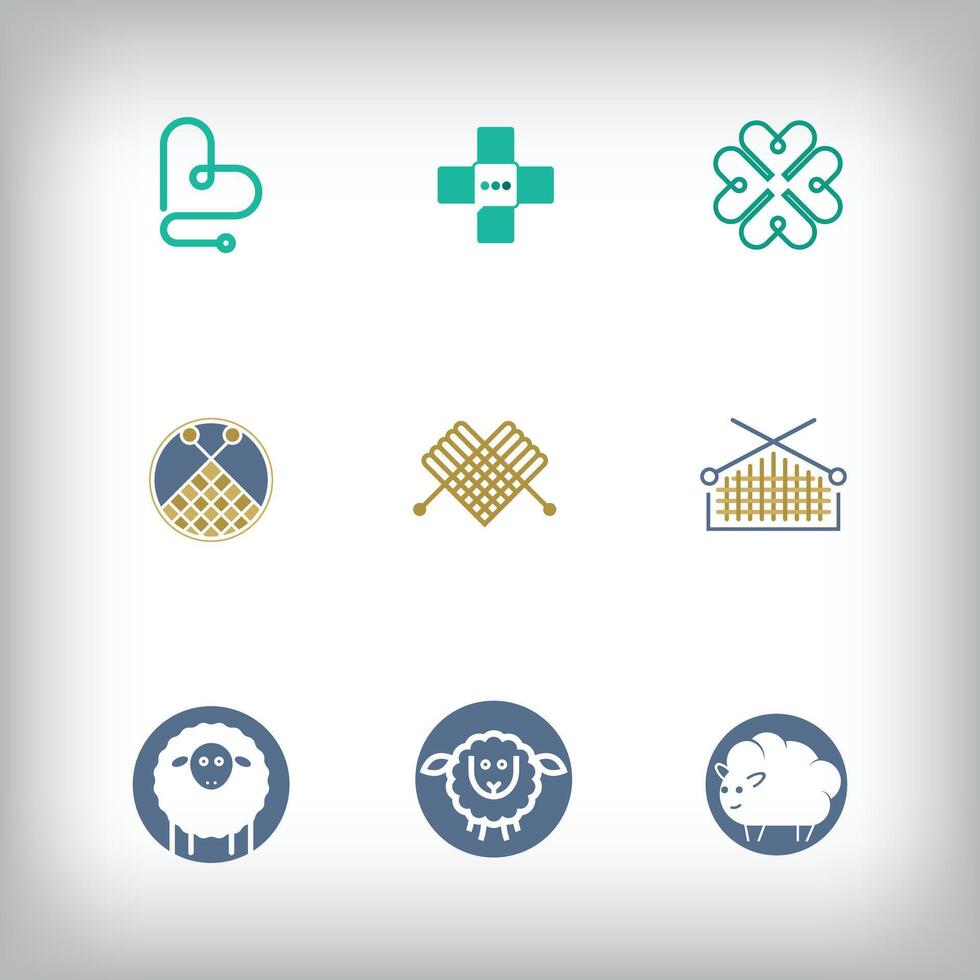 Creative sheep, yarn and so on modern logo set of 9. Corporate company and brand icon set. vector