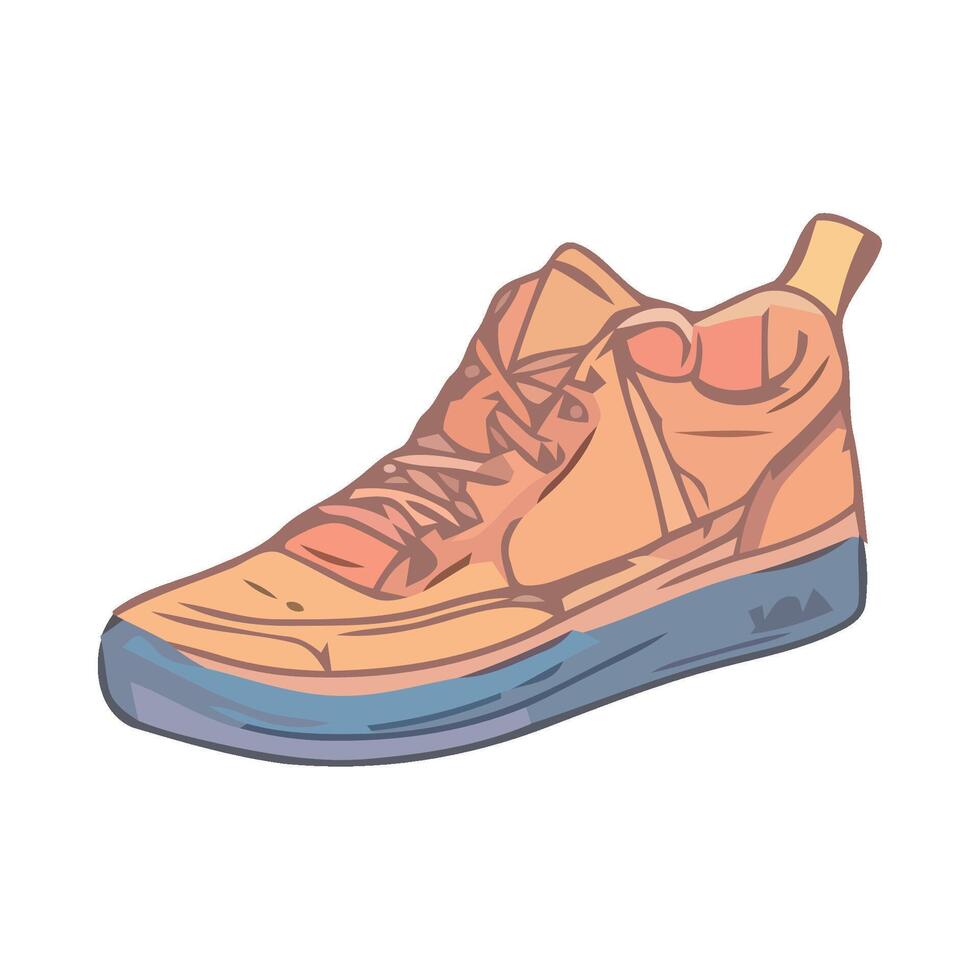 An orange and blue sneaker on a white background vector