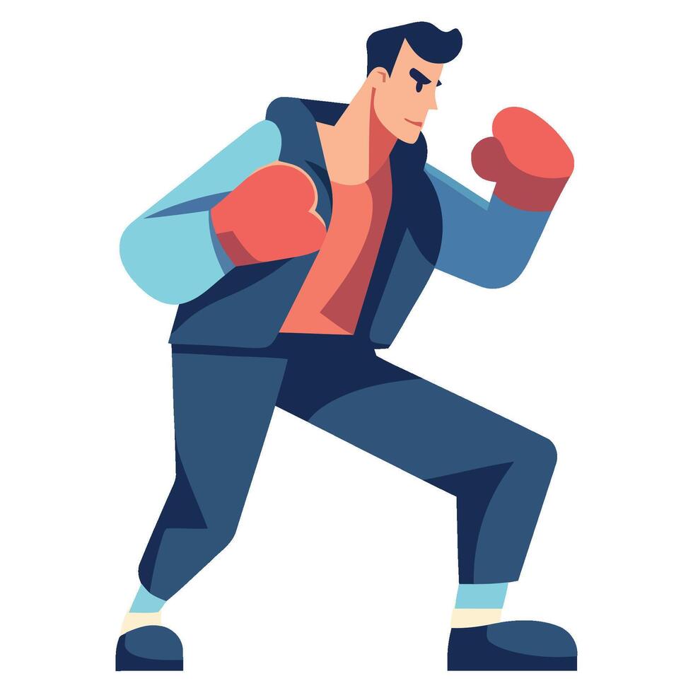 A cartoon man in boxing gear vector