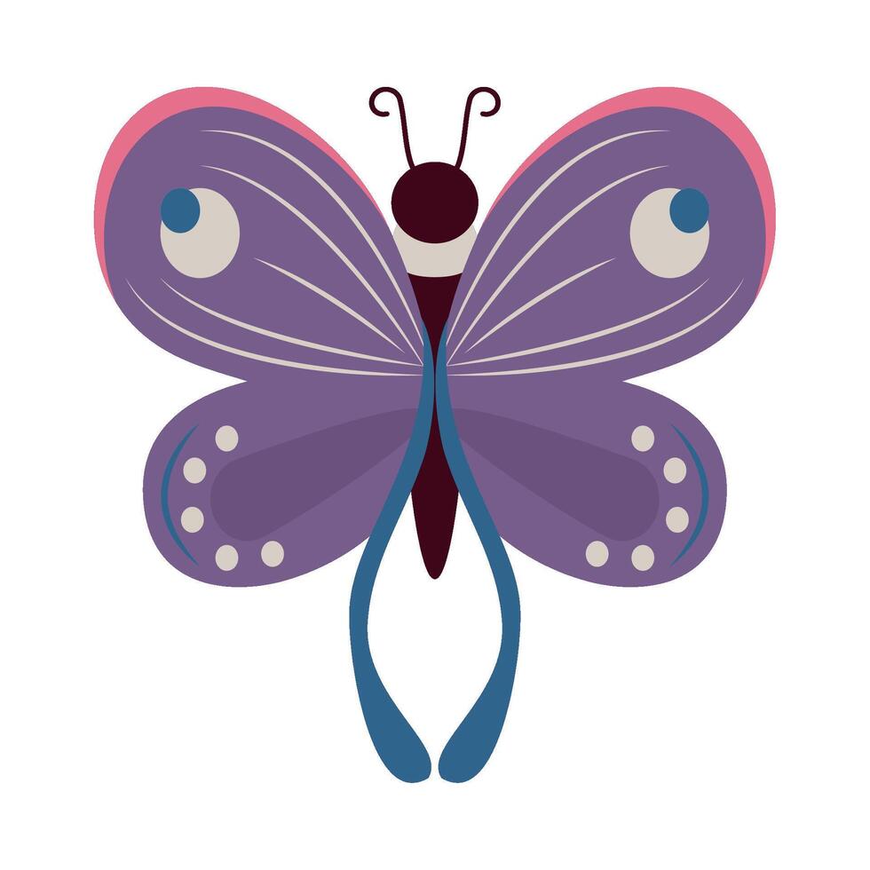 A purple butterfly with blue eyes and a white background vector