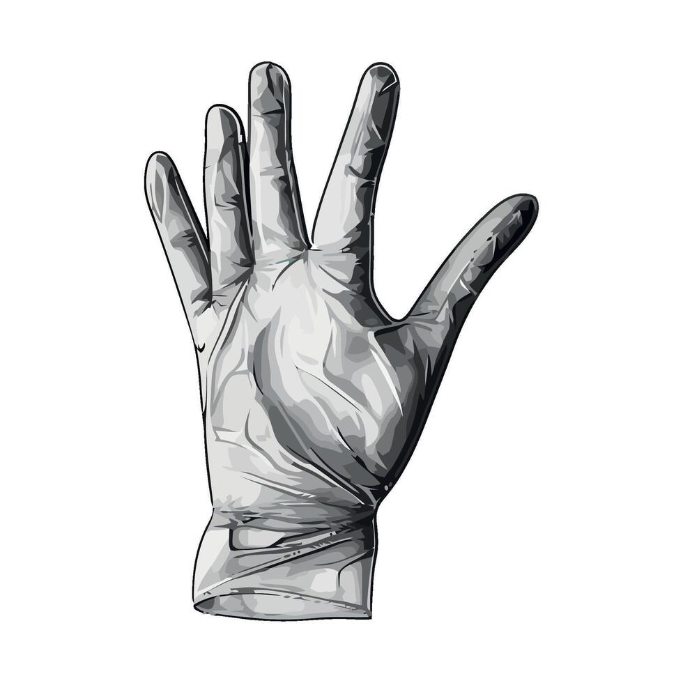 A drawing of a glove with a hand in it vector