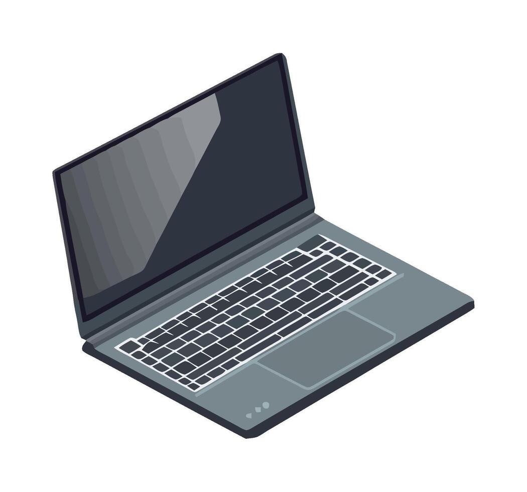An open laptop computer on a white background vector