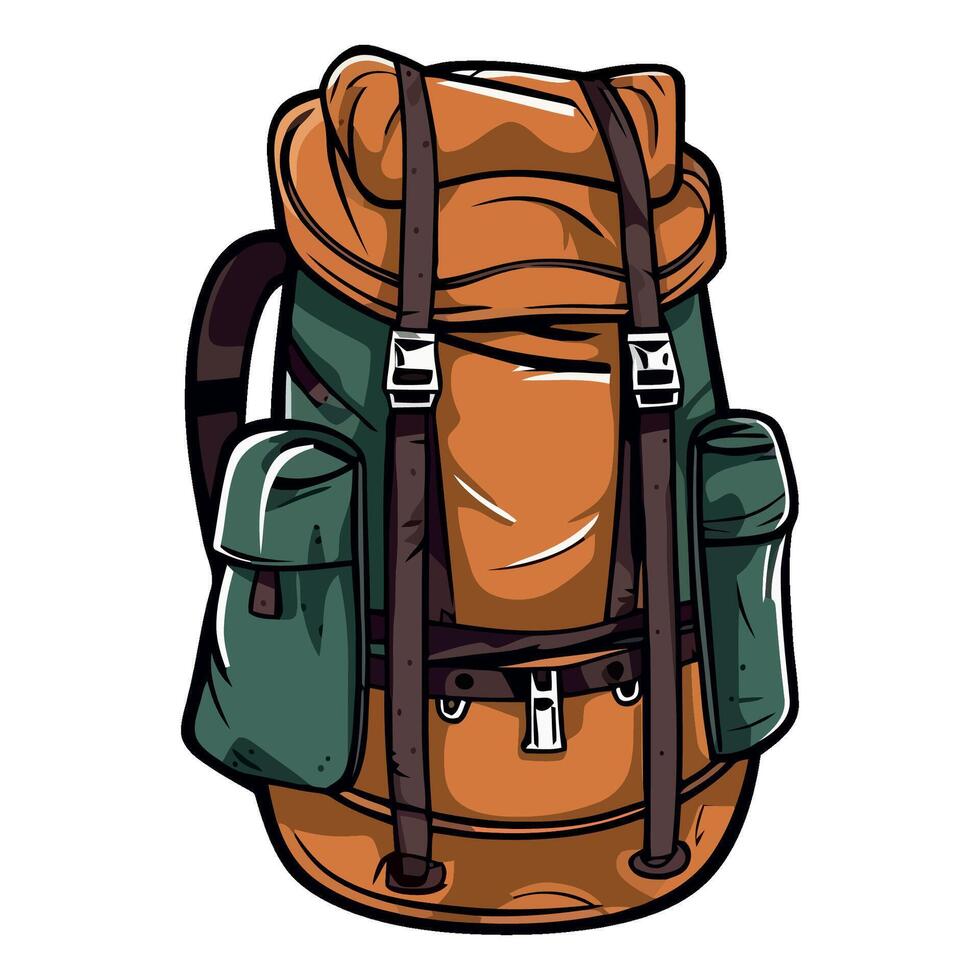 A cartoon backpack with straps and straps vector