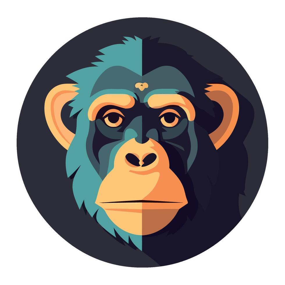 A monkey head in a round black circle vector