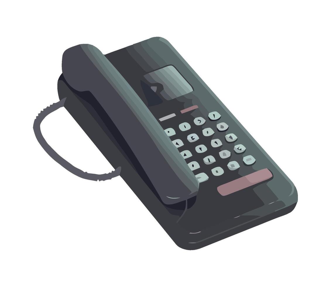 An old black telephone on a white background vector