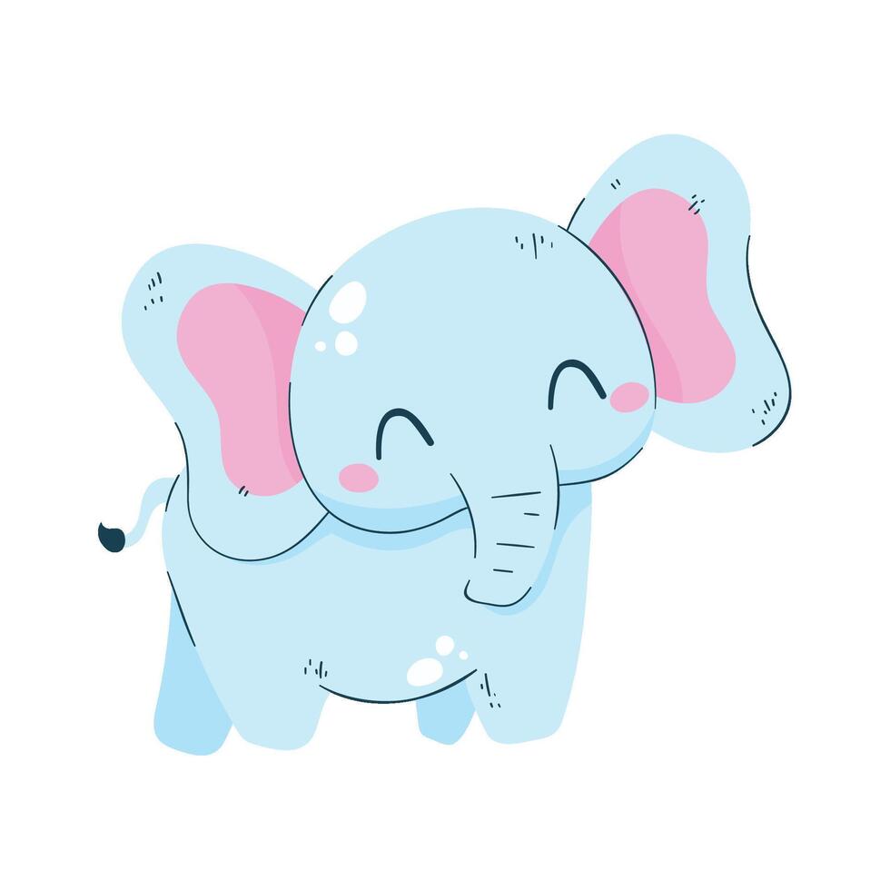A cartoon elephant with pink ears and pink nose vector