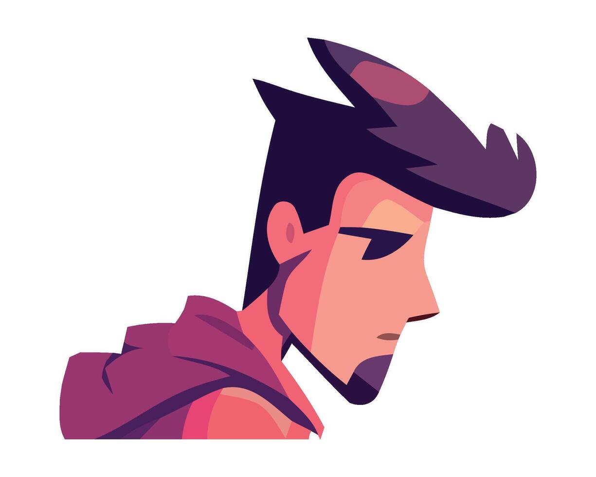 A cartoon man with a mohawk and a purple hoodie vector