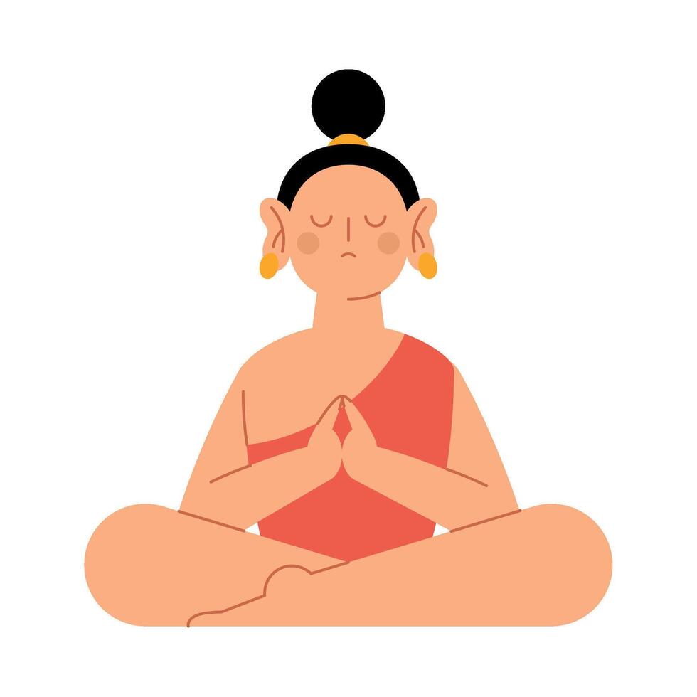 A cartoon buddha sitting in meditation pose vector