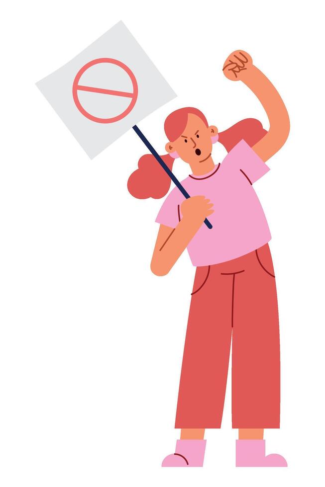 A woman holding a sign with a no sign vector