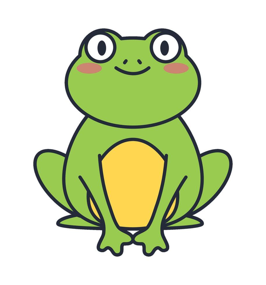 A cartoon frog sitting down with a smile on its face vector