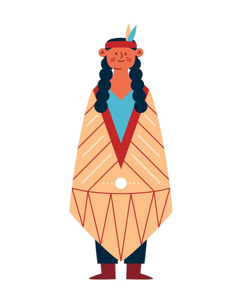 An illustration of a native american man in a traditional dress vector