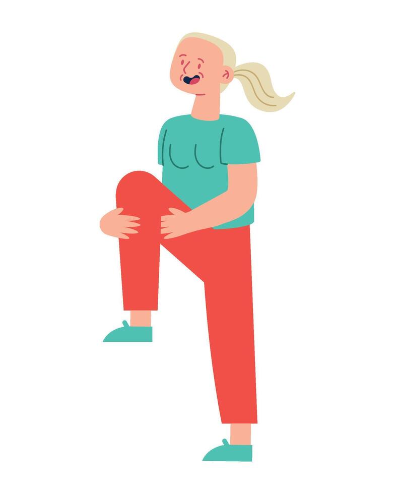 A woman is doing a stretch with her legs vector