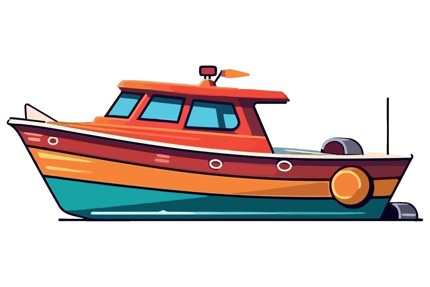 A cartoon boat on a white background vector