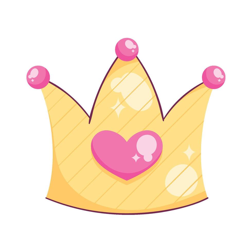 A cartoon crown with pink heart on top vector