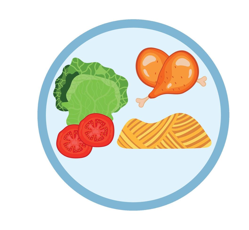 A round icon with vegetables and meat vector