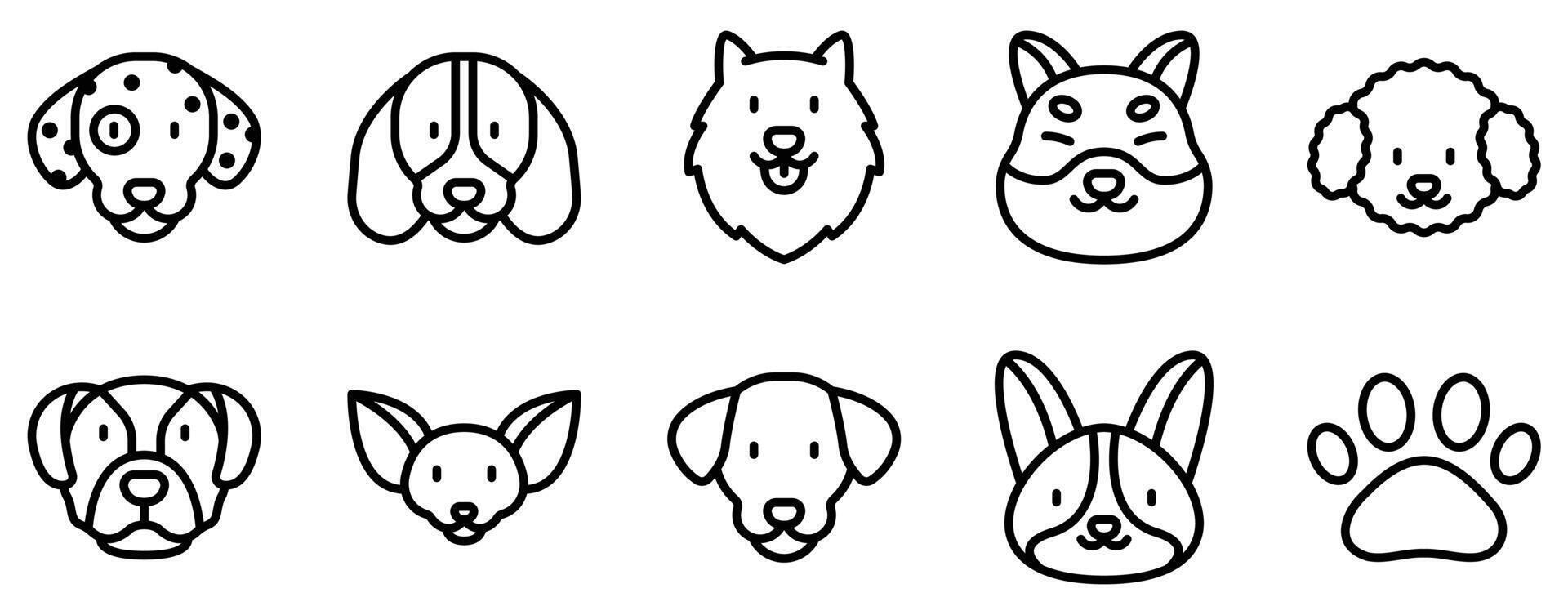 Dogs Icon Set Playful Line Style Collection for Canine Lovers vector