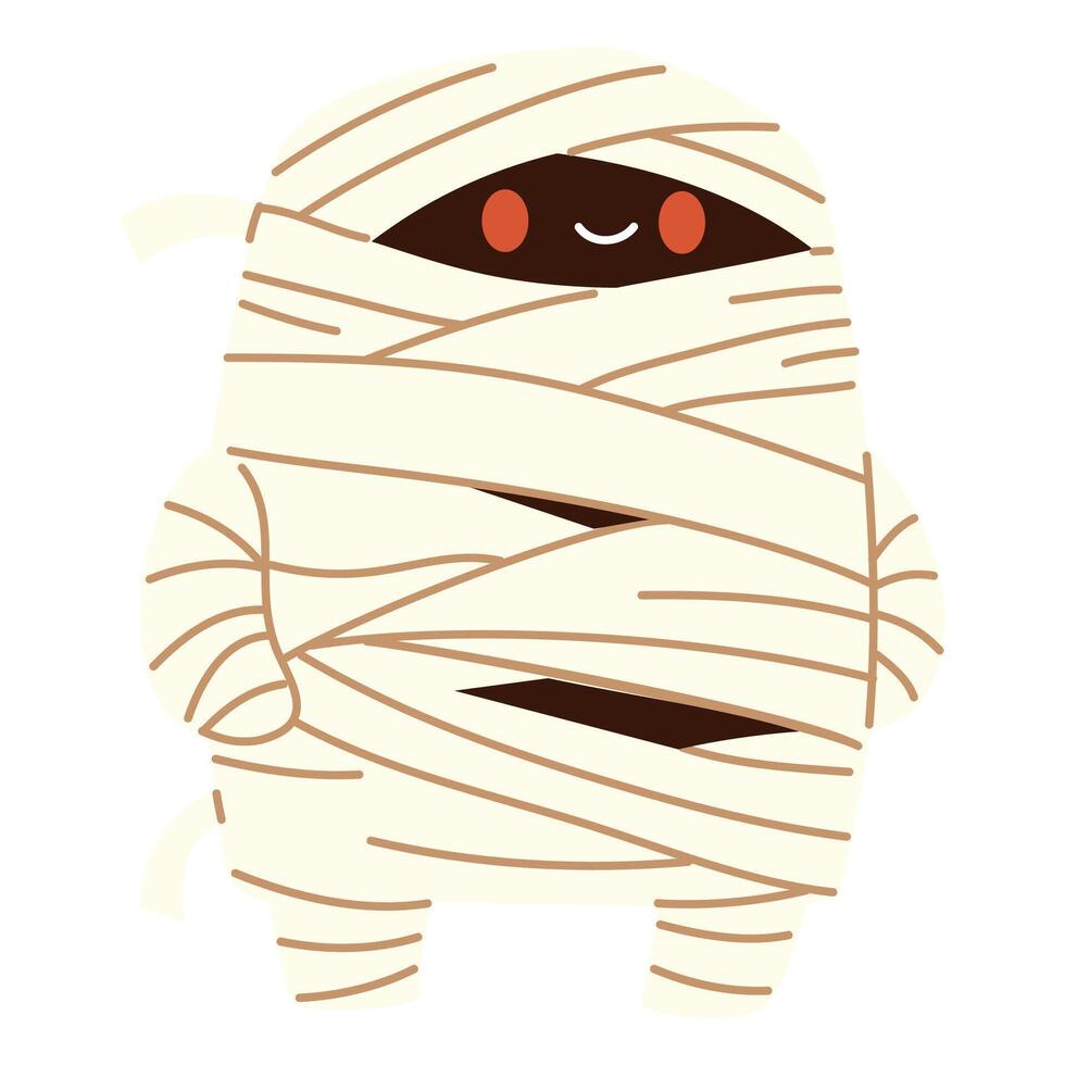 Flat illustration in children's style on white background. Cute mummy. Funny illustration for Halloween vector