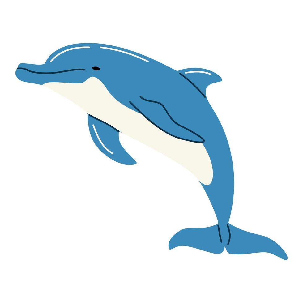 Dolphin on white background. Flat illustration vector