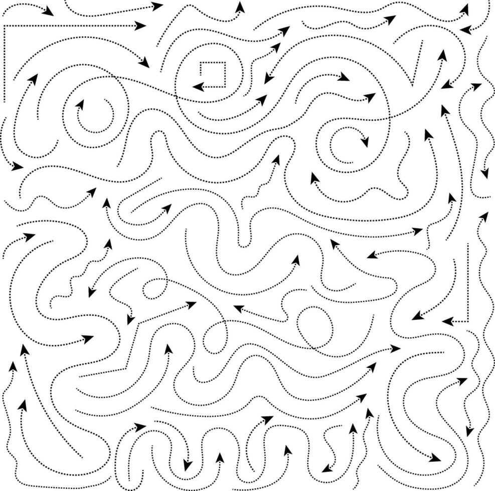 Dotted line arrows, clean dot style hand drawn doodle arrow set. Curve dotted line arrow set, dashed lines arrow, set of dotted hand drawn doodle arrows isolated, split lines arrows set. vector