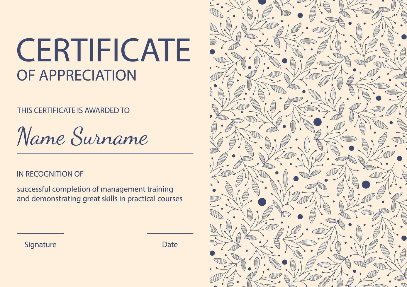 Diploma template. Certificate of appreciation template, flourish design vector